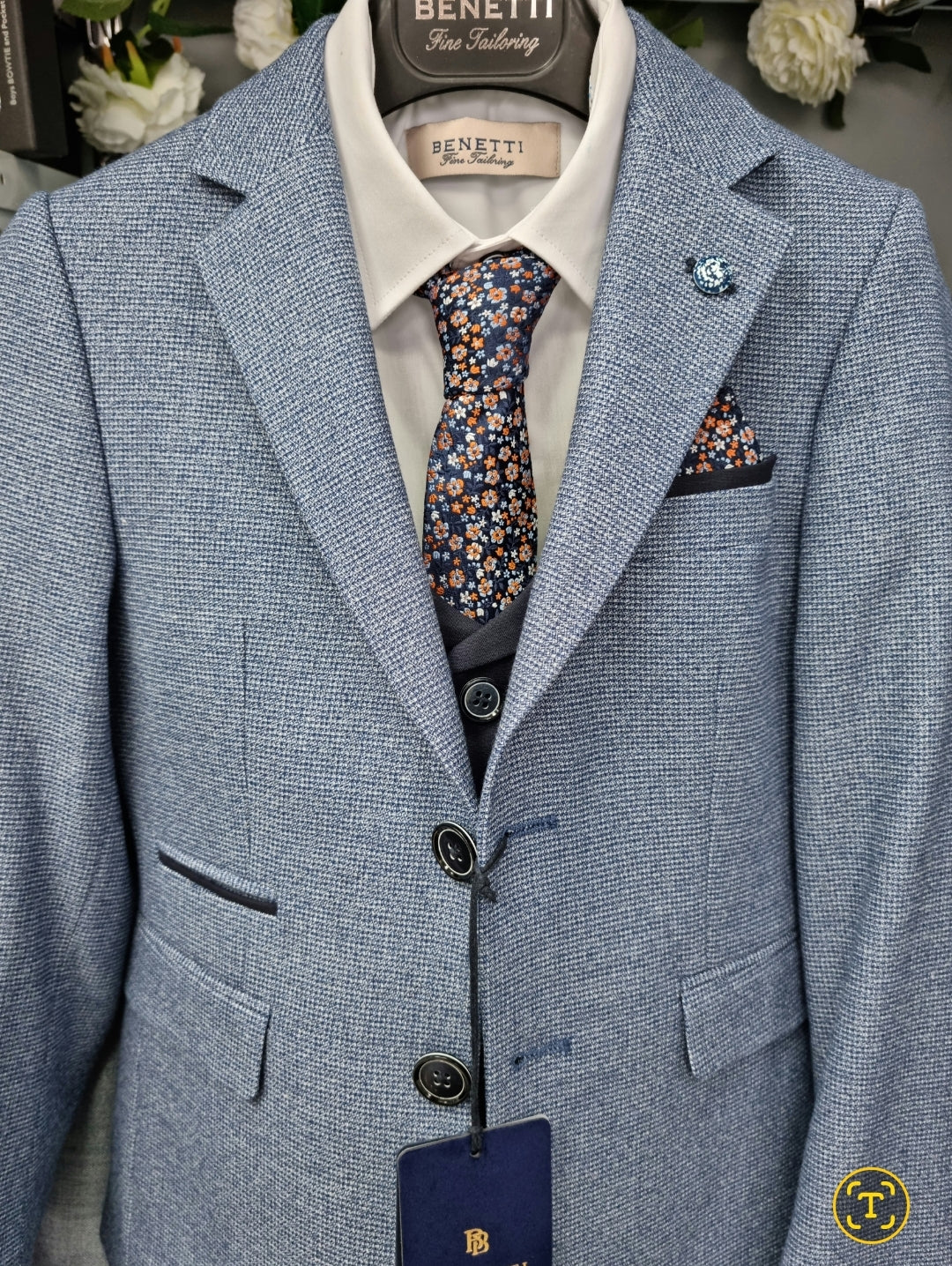 Benetti Prague Blue Boys 3 Piece Suit