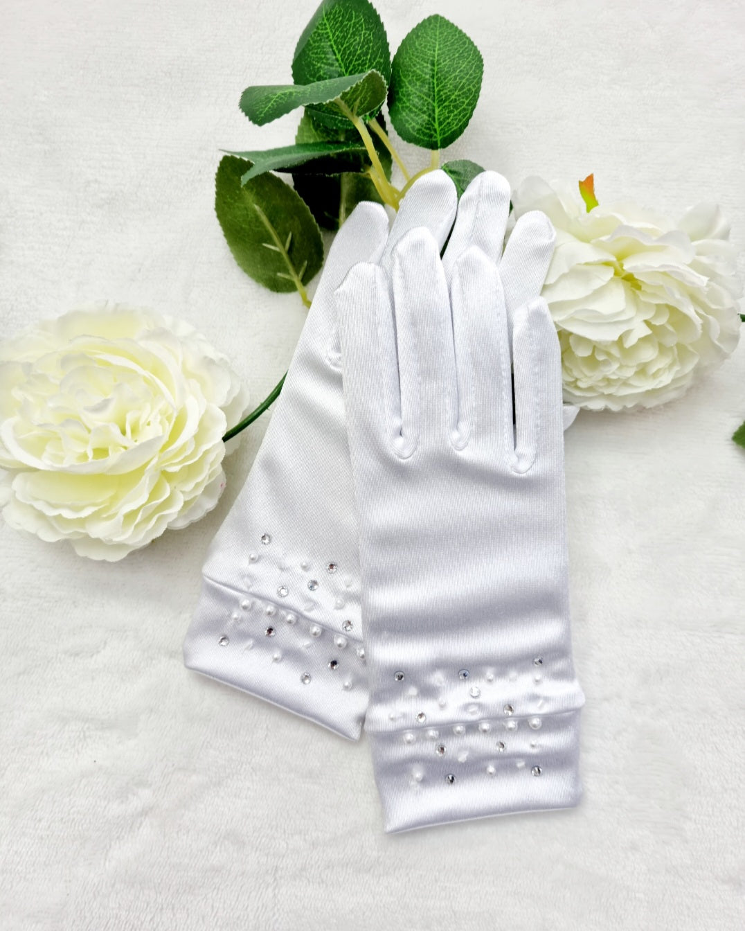 Diamonte & Pearl Communion Gloves