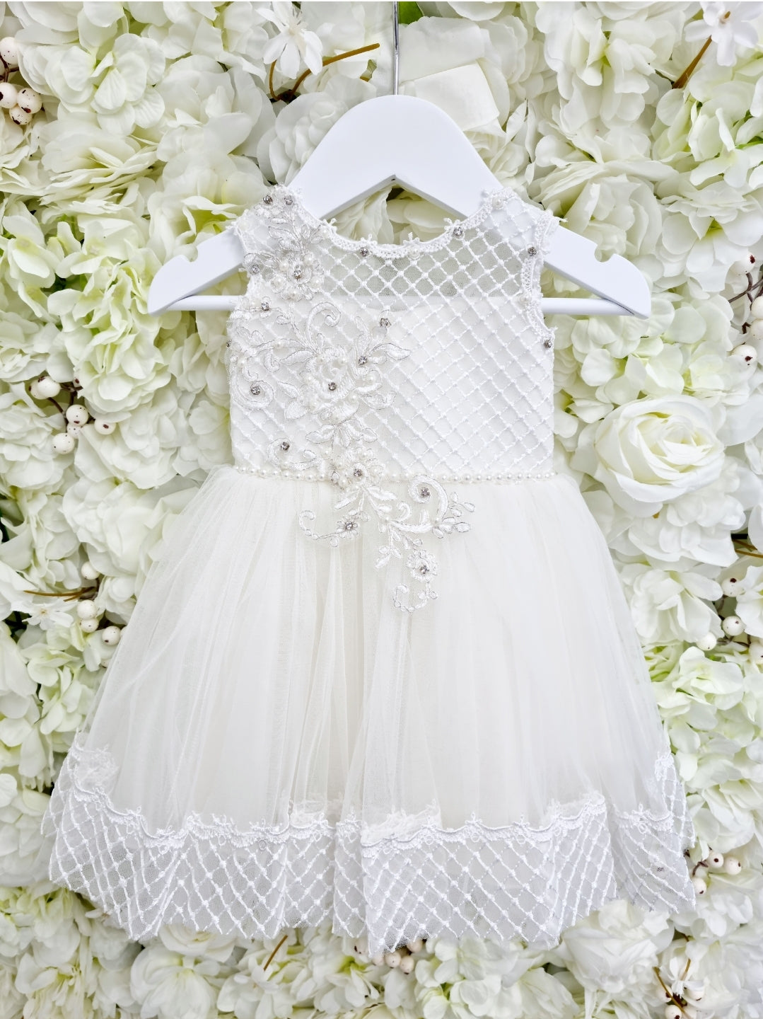 Pearl & Diamonte Jewelled Ivory Dress