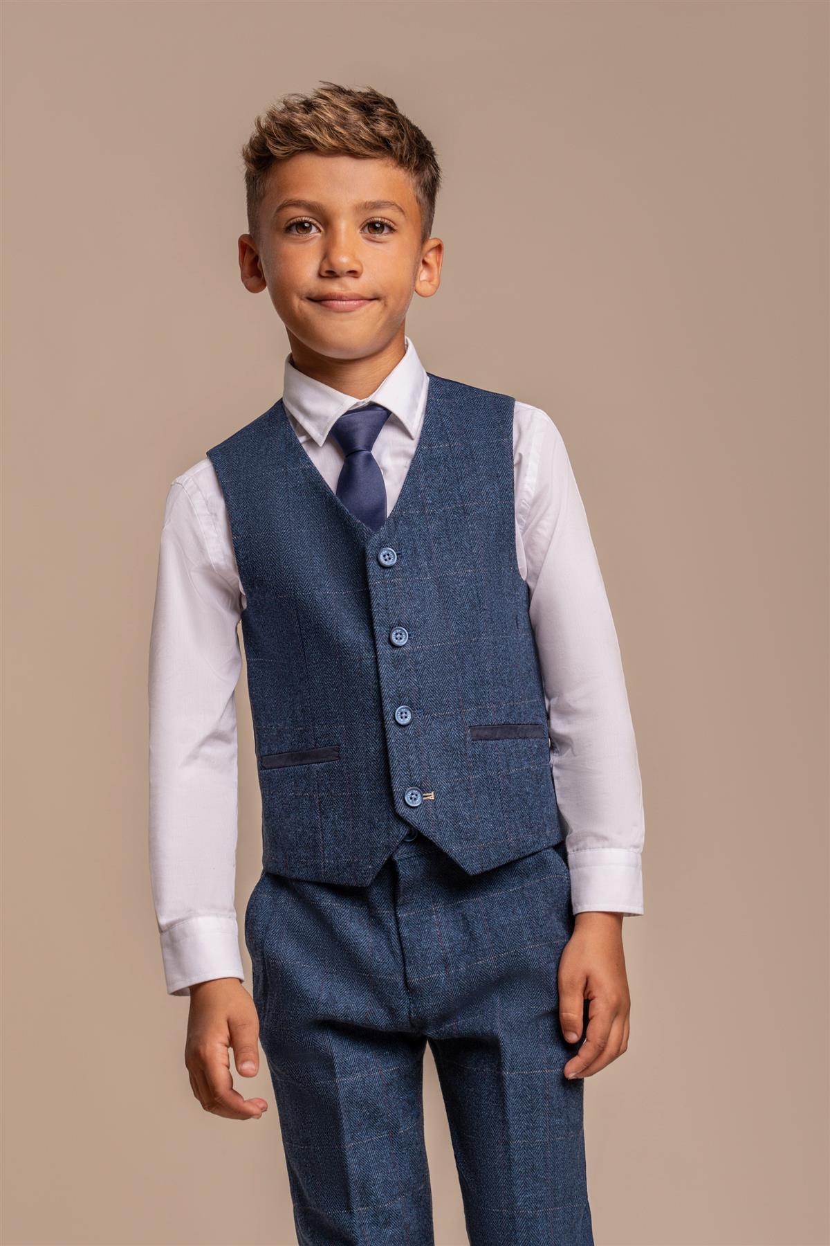 Cavani Carnegi Navy Tweed Boys Three Piece Suit