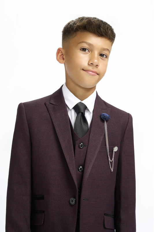 Cavani Boys Caridi Wine Three Piece Suit