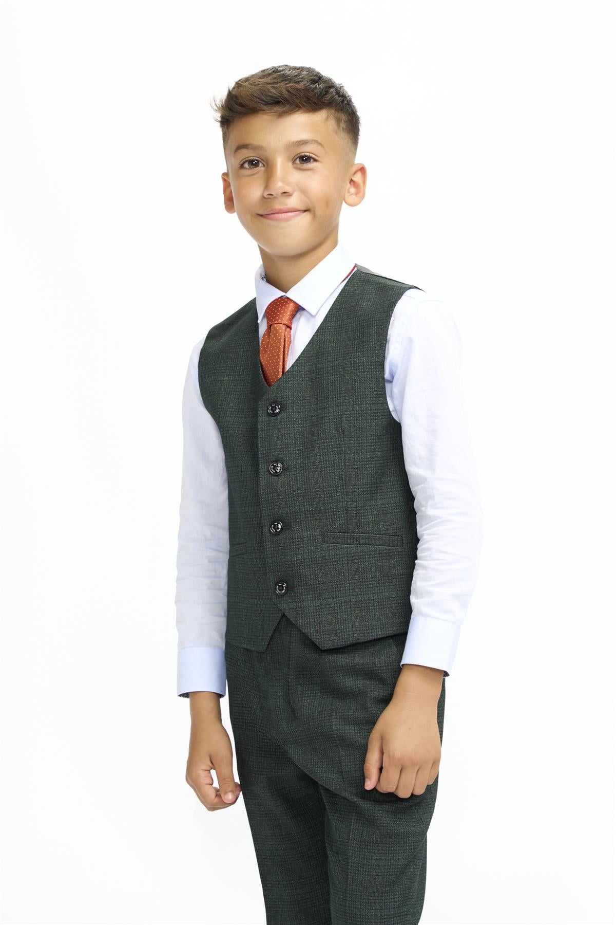 Cavani Caridi Olive Boys Three Piece Suit